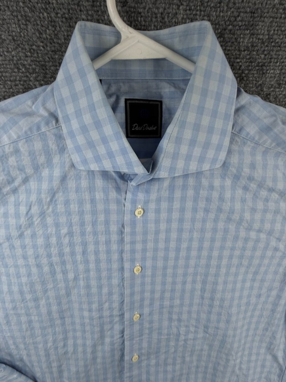 David Donahue 16.5 34/35 Men Button Up Shirt Long Sleeve Cotton Blue Check